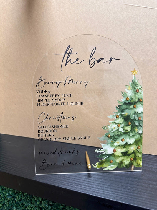 The Bar Christmas Menu Sign