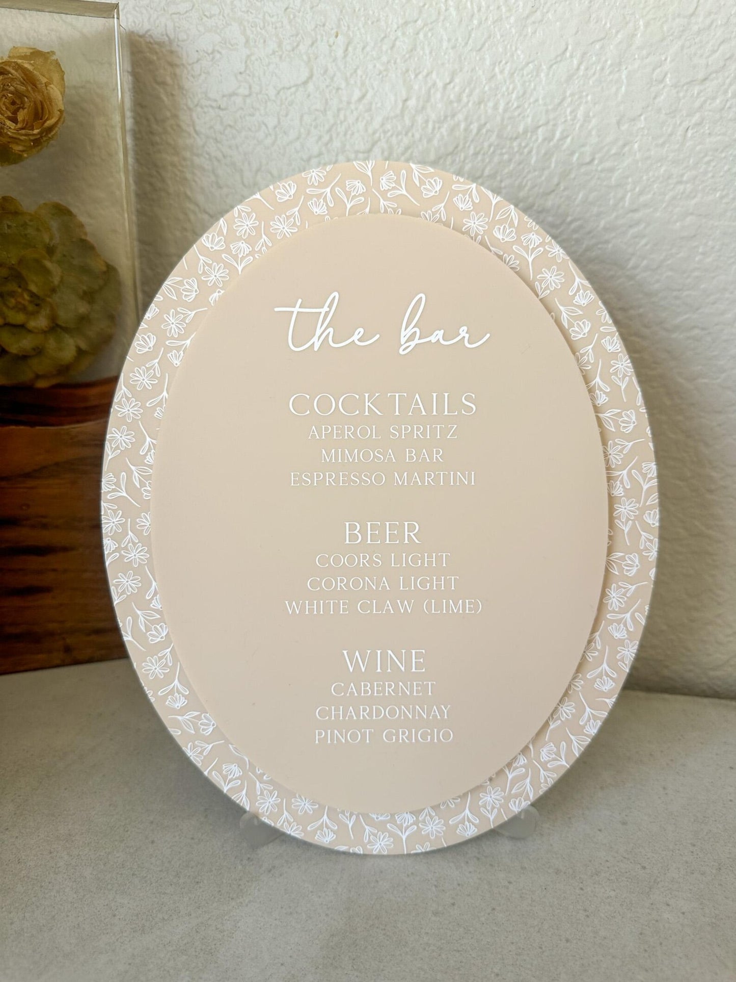 Flower Oval Bar Sign