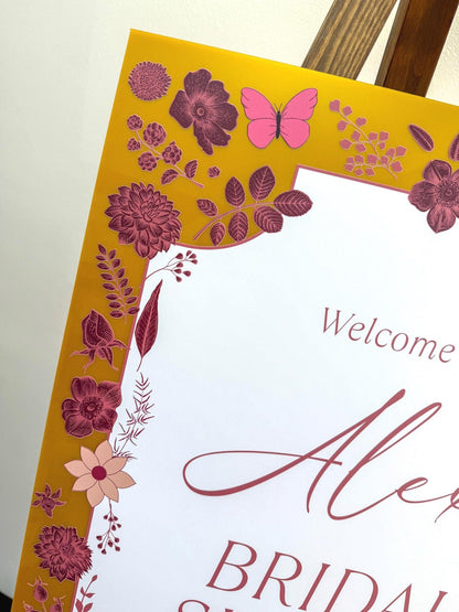 Vintage Floral Welcome Sign
