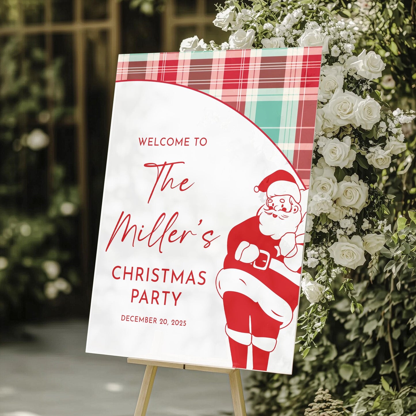Vintage Santa Christmas Party Welcome Sign