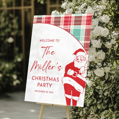 Vintage Santa Christmas Party Welcome Sign