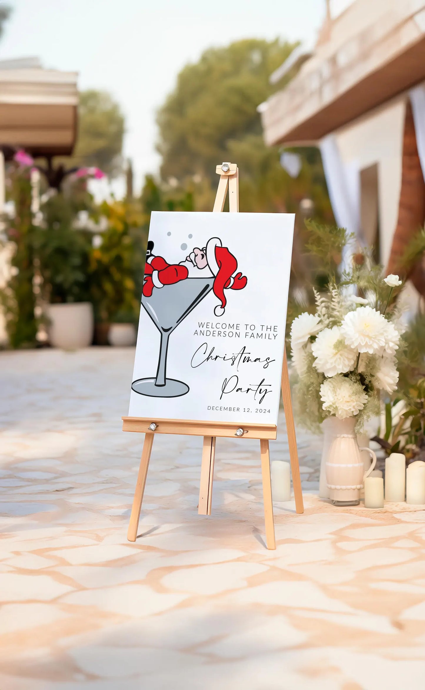 Santa Martini Welcome Sign