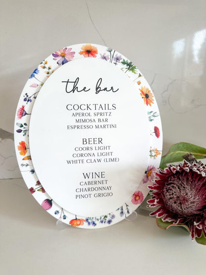 Wildflower Oval Bar Sign