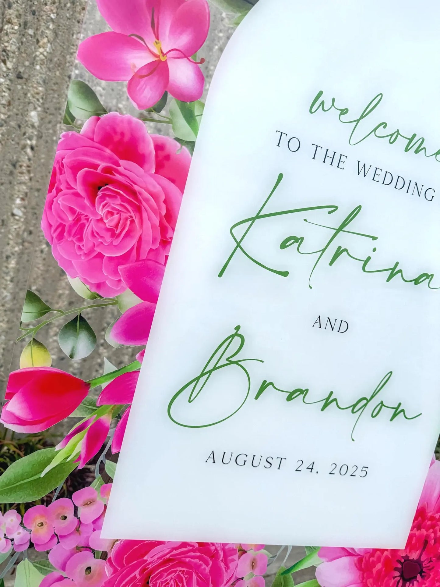 Pink Flower Welcome Sign