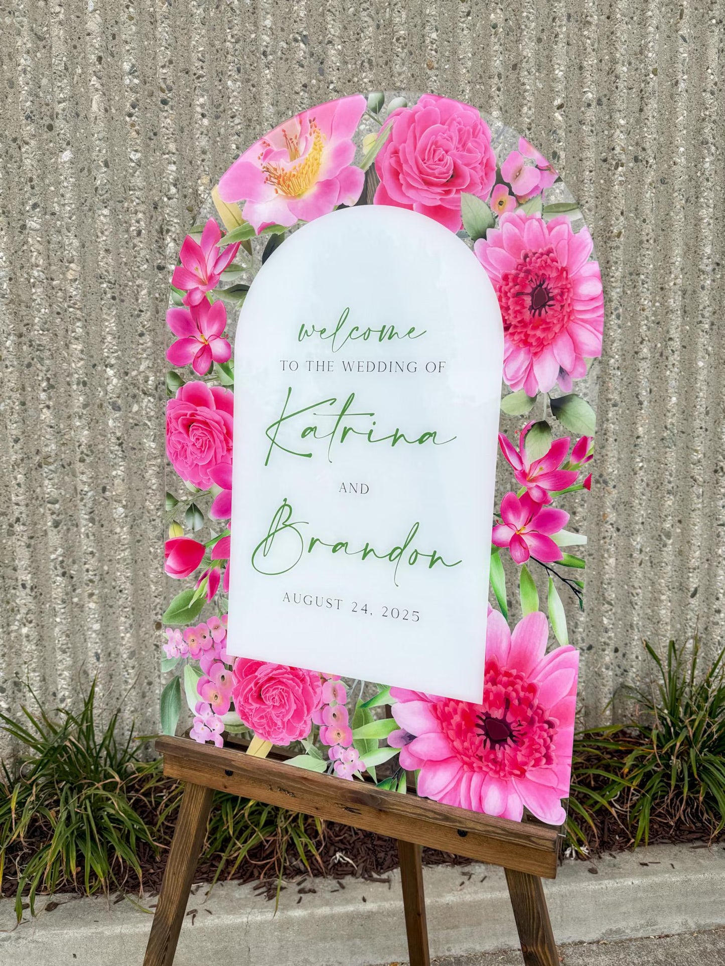 Pink Flower Welcome Sign