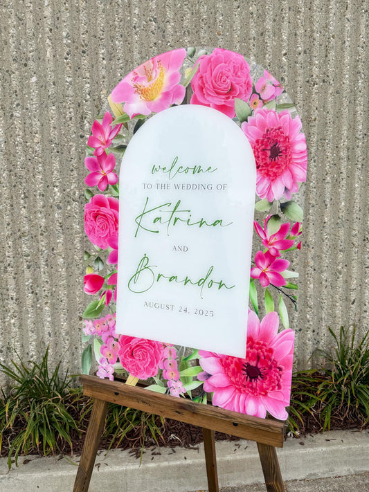 Pink Flower Welcome Sign