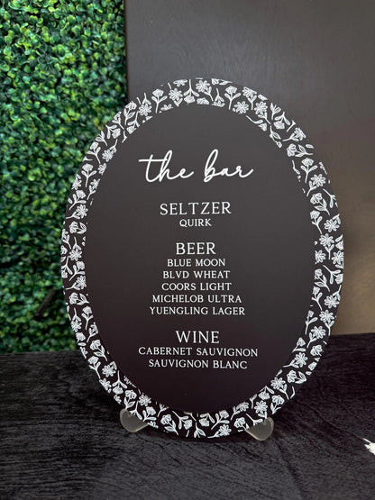 Flower Oval Bar Sign