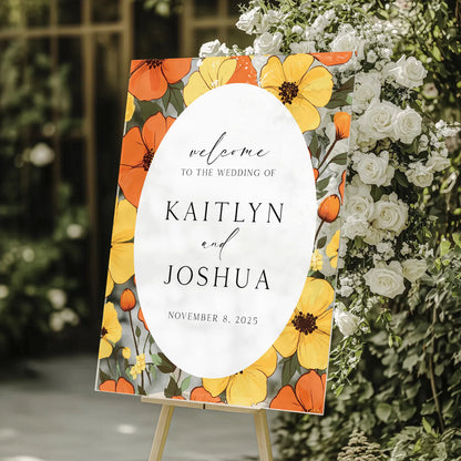 Poppies Flower Welcome Sign