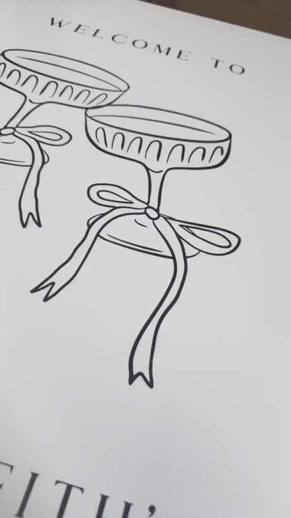 Champagne Cheers Welcome Sign