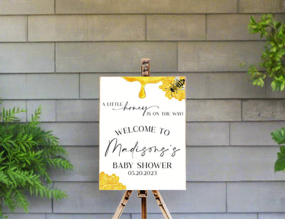 A little honey is on the way acrylic sign, A little honey is on the way baby shower welcome sign