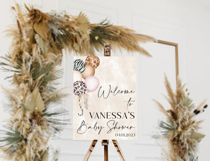 Safari Balloon Baby Shower Sign