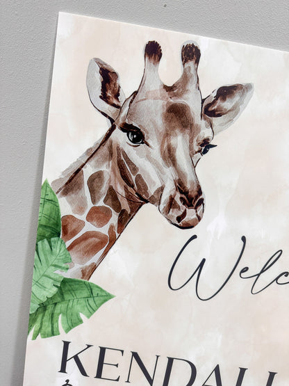 Giraffe Baby Shower Welcome Sign