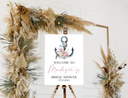 Floral Anchor Welcome Sign