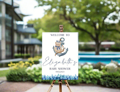 Nautical Bear Baby Shower Sign