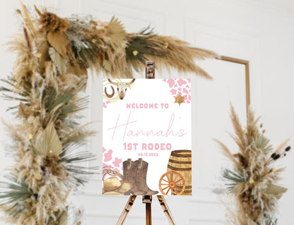 Pink First Rodeo Sign