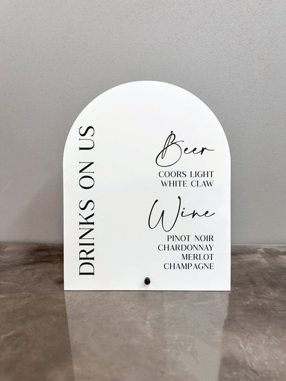 Drinks On Us Bar Sign