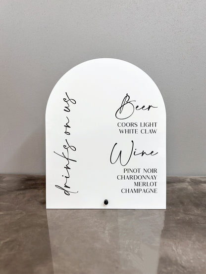 Drinks On Us Bar Sign