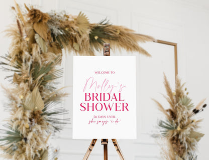 Pink Bridal Shower Welcome Sign