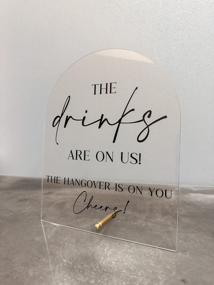 The Drinks Are On Us Sign