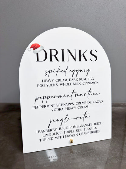 Santa Hat Drinks Menu Sign