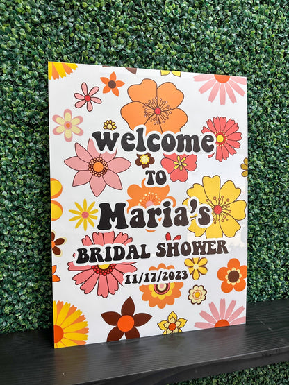 Retro Flower Welcome Sign