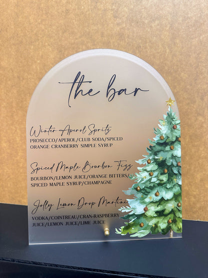 The Bar Christmas Menu Sign