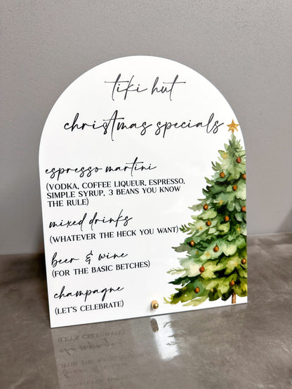 The Bar Christmas Menu Sign