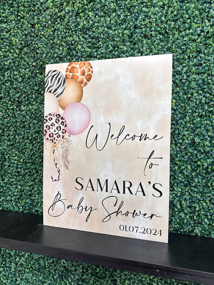 Safari Balloon Baby Shower Sign